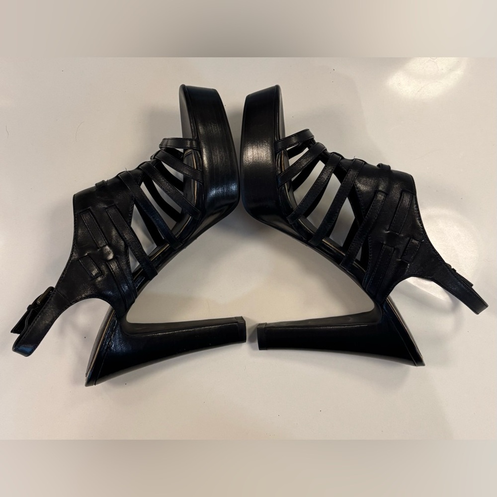 NWOT Ralph Lauren Francine Black Gladiator 4.75” Heels - Picture 5 of 15